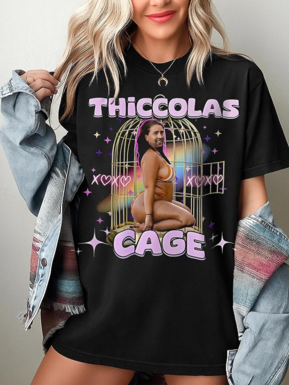 Thiccolas Cage Funny Meme Shirt, Gag Tshirt Unhinged Gift Inappropriate 261